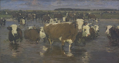 Viehherde im Wasser, 1902, Viktor Weisshaupt