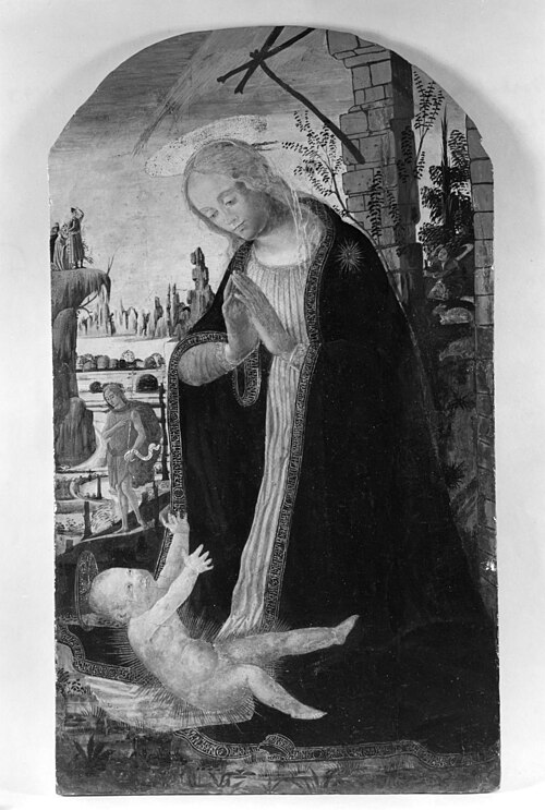 Madonna Adoring The Child, 1500, Jacopo del Sellaio