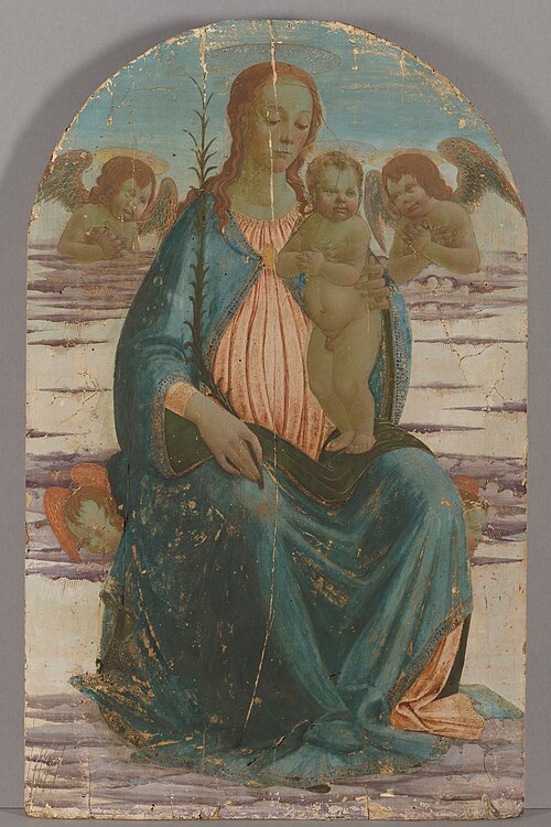 Virgin and Child with Angels Seated on Cloud, 1487, Jacopo del Sellaio