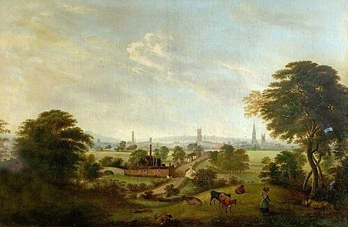 View of Derby from Nottingham Road, 1850, Henry Lark Pratt