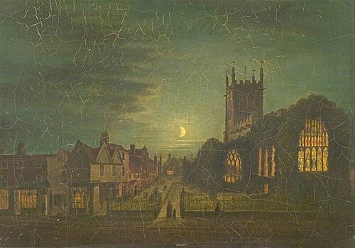 St Peter's Church, Derby, by Moonlight, , Henry Lark Pratt