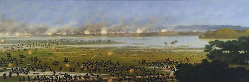Assault on the 4th column Argentina at the Battle of Curupaity, 1898, Luis Candido Lopez