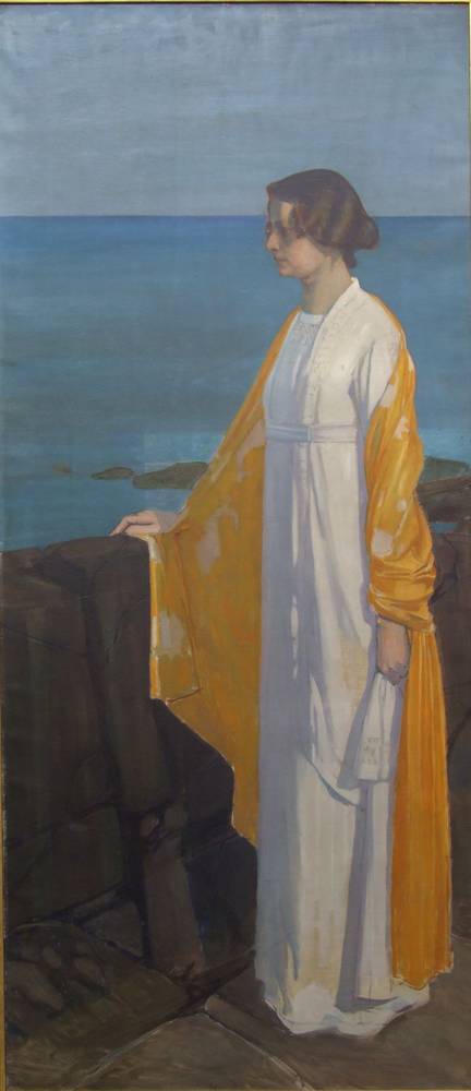 Bildnis der Gattin des Künstlers am Meer, 1912, Oskar Zwintscher