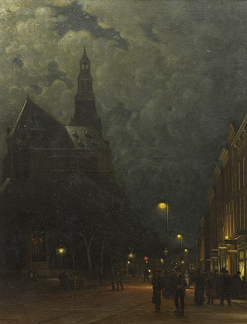 Akerkhof bij avond, 1915, Bernardus Bueninck