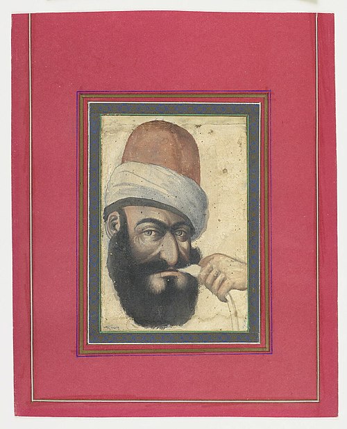 Portrait de Karim Khan Zand fumant le qalyan, 1770, Mohammad Sadiq