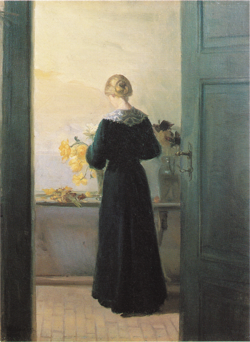 A young woman arranging flowers, 1885, Anna Ancher