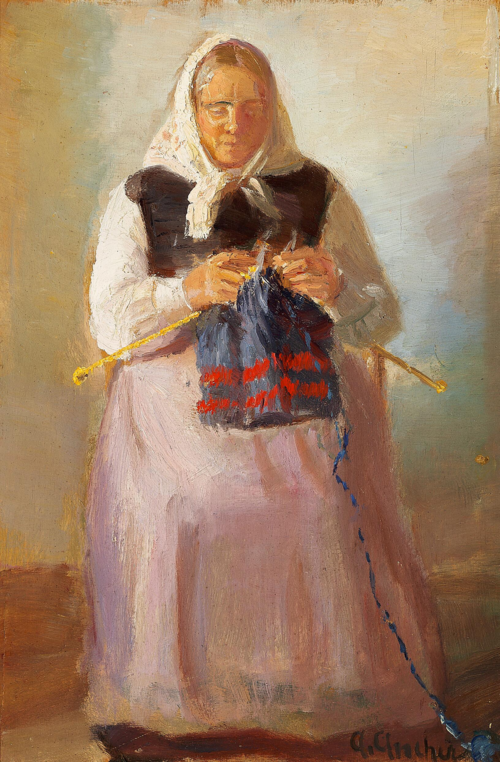 Sørine Møller knitting, Skagen., 1906, Anna Ancher