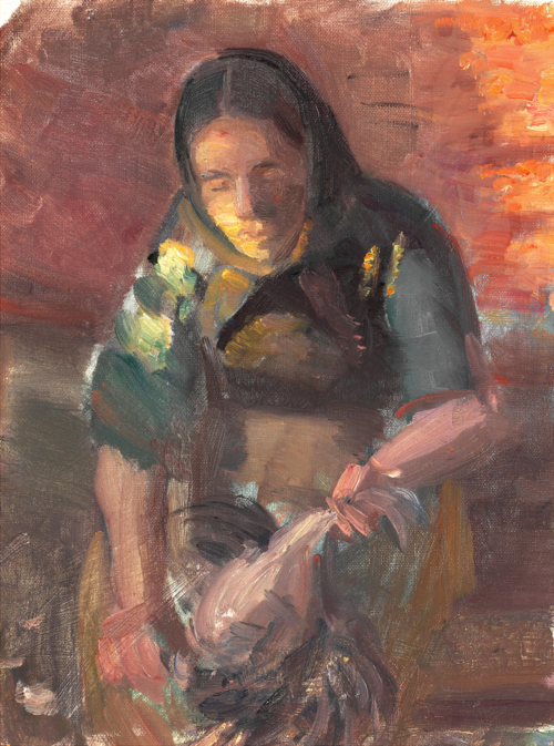 A fisherman's daughter plucking hens, 1906, Anna Ancher