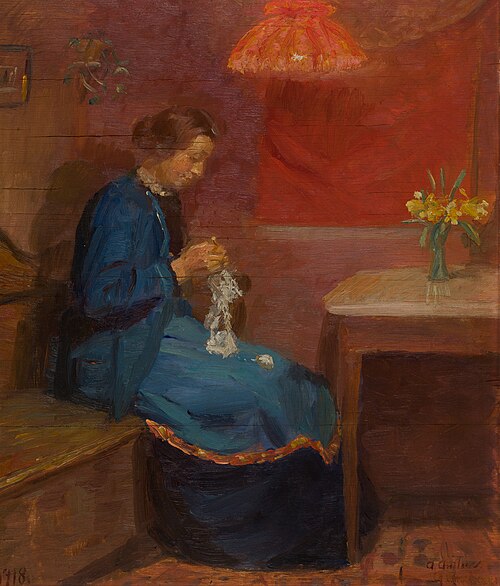 Woman with her needlework., 1918, Anna Ancher