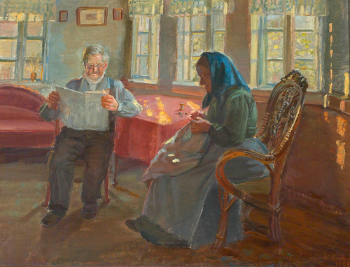 The newspaper is being studied., 1925, Anna Ancher
