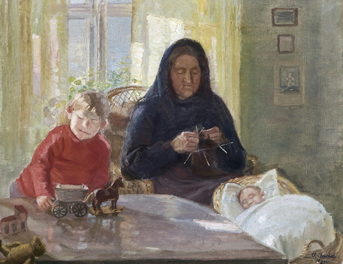 Grandmother watching the children., 1925, Anna Ancher