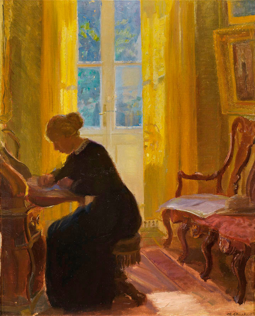 Helga Ancher is writing., 1900, Anna Ancher