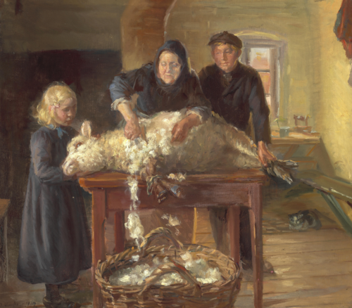 Sheep shearing, 1907, Anna Ancher