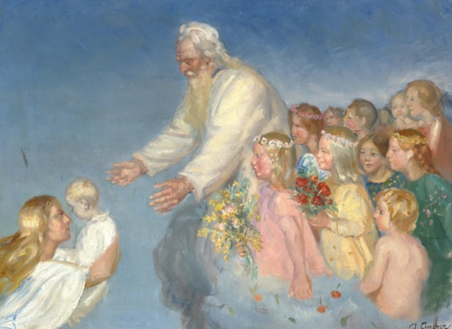 Our Lord receives a dead child., , Anna Ancher