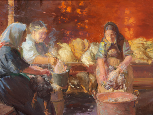 Plucking hens., 1915, Anna Ancher