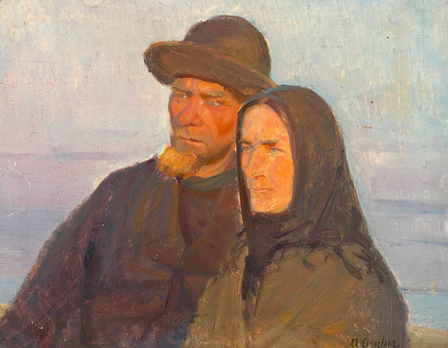 A portrait of Ole Markstrøm and his wife., 1906, Anna Ancher