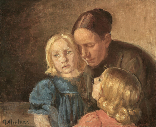 A mother with her children., 1930, Anna Ancher