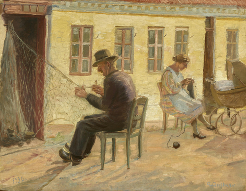 The net is being mended., 1930, Anna Ancher