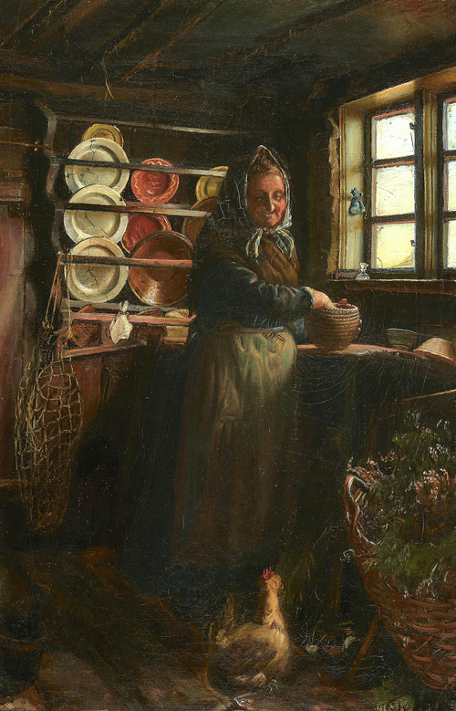 An old woman in her kitchen., 1878, Anna Ancher