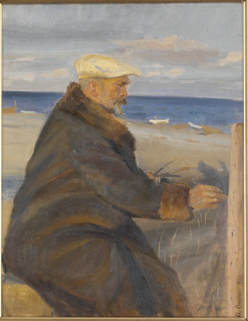 Michael Ancher Painting on the Shore, 1901, Anna Ancher