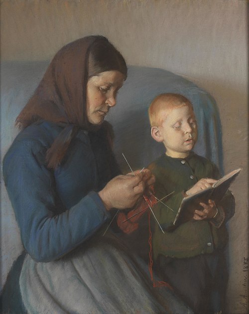 Lektien gennemgåes, 1885, Anna Ancher