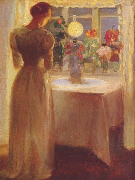 Young Girl Before a Lit Lamp, 1887, Anna Ancher