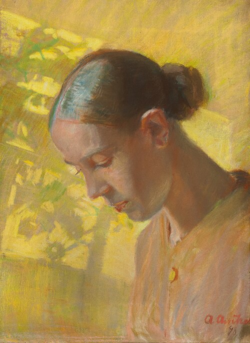 Study of the seamstress’ head, Ane, 1890, Anna Ancher