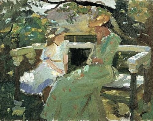 On the garden bench, 1890, Anna Ancher
