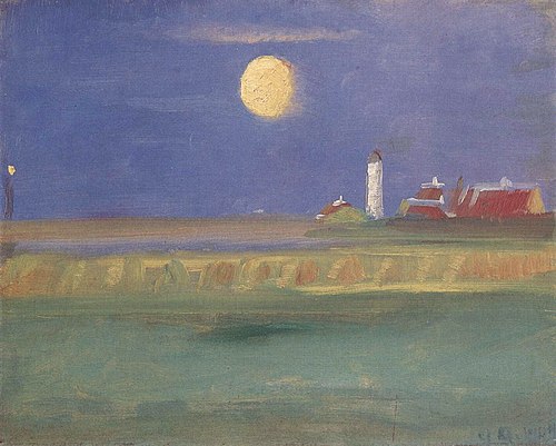 Moon Evening. Lighthouse, 1904, Anna Ancher