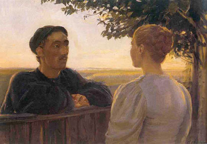 Evening encounter at the garden fence, 1920, Anna Ancher