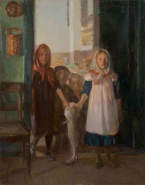 Little Girls with a Cod, , Anna Ancher