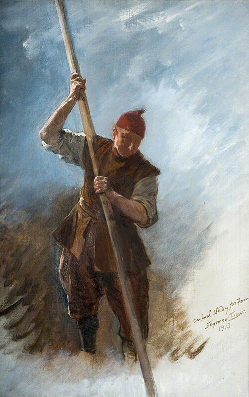 A Man with a Barge Pole (study for 'The Flight of the Five Members'), 1913, John Seymour Lucas