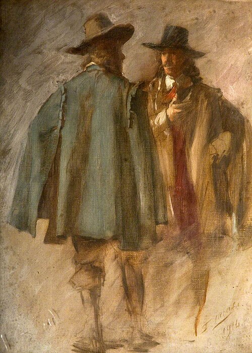Two Standing Men (study for 'The Flight of the Five Members), 1914, John Seymour Lucas