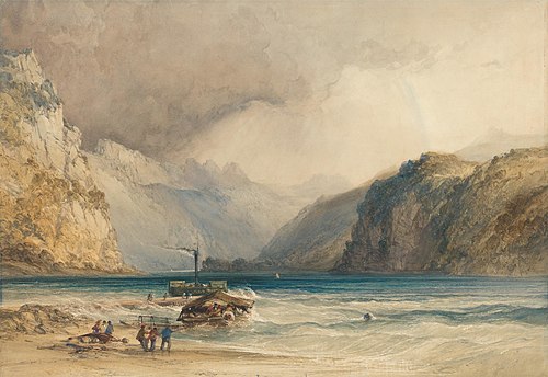 Walenstadt, from Weesen, Switzerland, 1842, William Callow
