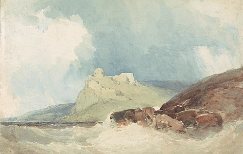 Castle on a Cliff with Stormy Sea, , William Callow