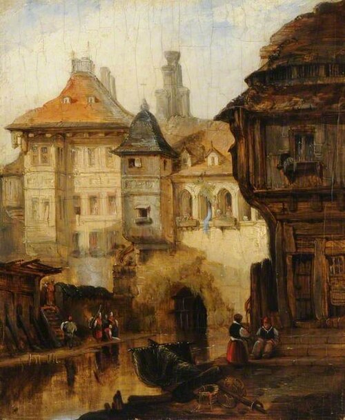 A Street in Bruges, Belgium, , William Callow