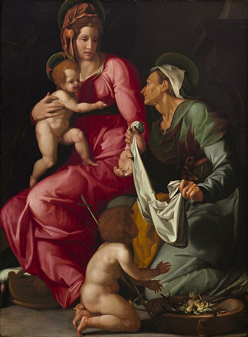 Madonna and Child with Saint Elizabeth and Saint John the Baptist, 1535, Jacopino del Conte