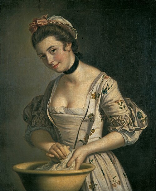 A Lady's Maid Soaping Linen, 1765, Henry Robert Morland