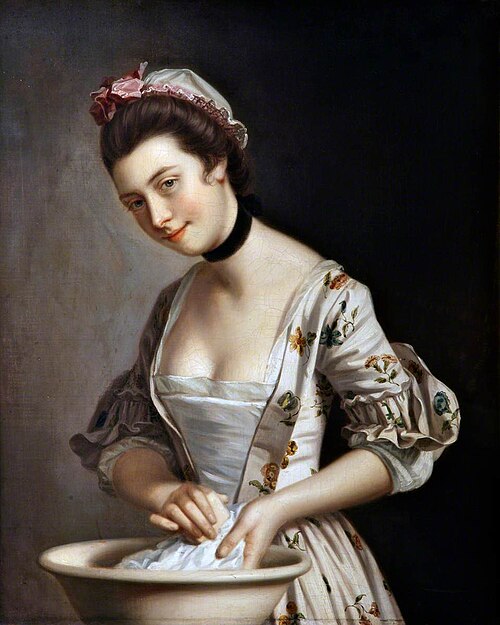 Lady's Maid Soaping Linen, , Henry Robert Morland