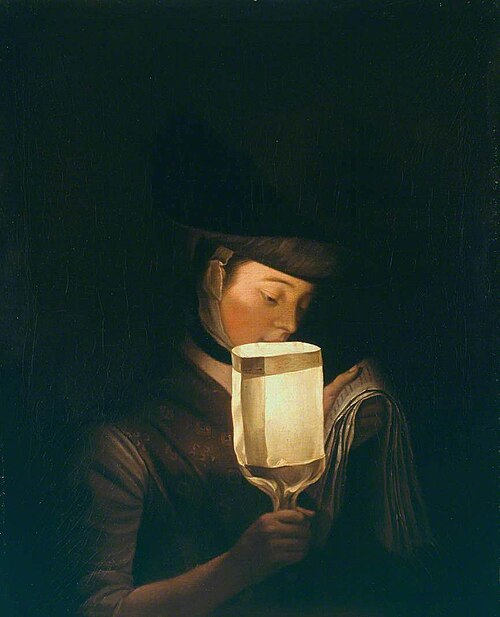 A Girl Singing Ballads by a Paper Lanthorn, 1773, Henry Robert Morland