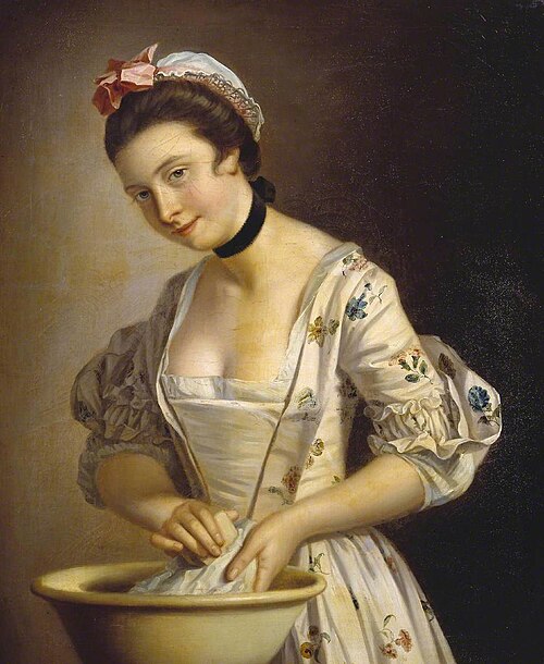 A Lady’s Maid Soaping Linen, 1773, Henry Robert Morland
