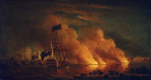 French Firerafts Attacking the British Fleet off Quebec, 28 June 1759, 1767, Samuel Scott