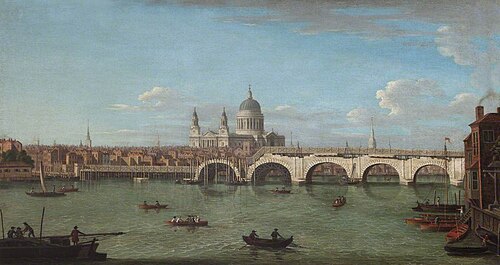 View of the Thames with Blackfriars Bridge and St Paul's Cathedral, 1761, Samuel Scott