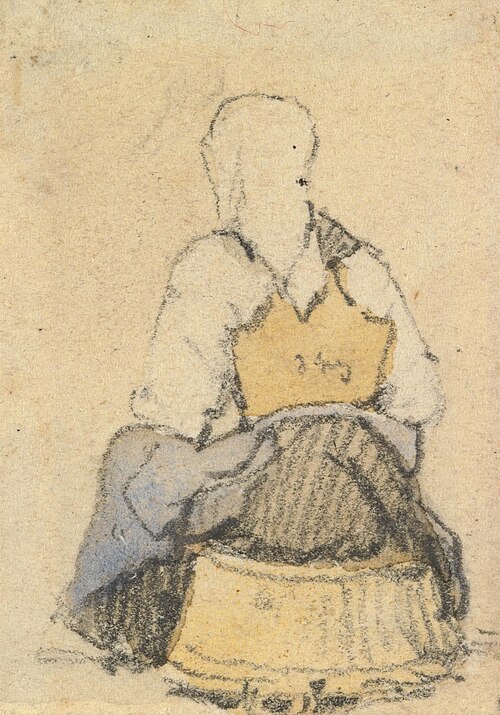 A Seated Peasant Woman Seen From Behind, , Samuel Prout