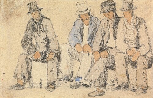 Group of Four Seated Men, , Samuel Prout
