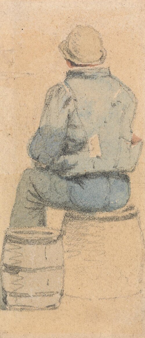 A Seated Peasant Boy Seen From Behind, , Samuel Prout