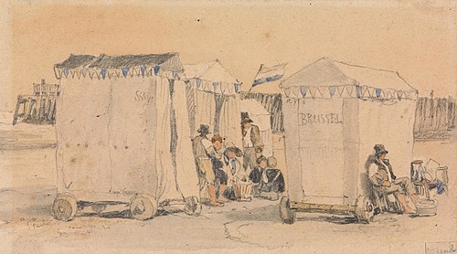 Bathing Tents on the Beach, Ostend, , Samuel Prout