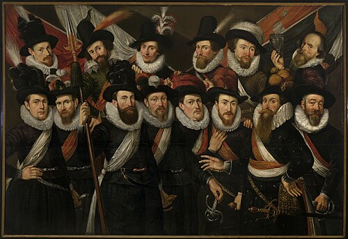 Officieren van de schutterij onder leiding van kolonel Gijsbrecht Hendricksze 't Hert., 1616, Jan Daemesz. de Veth