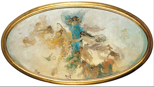 Nymphs and Cupids (sketch), 1887, Ignasi Pinazo i Camarlench