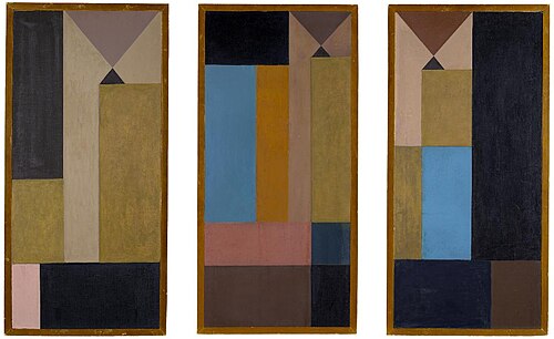 Triptyque. Composition verticale-horizontale à triangles réciproques, 1918, Sophie Taeuber-Arp